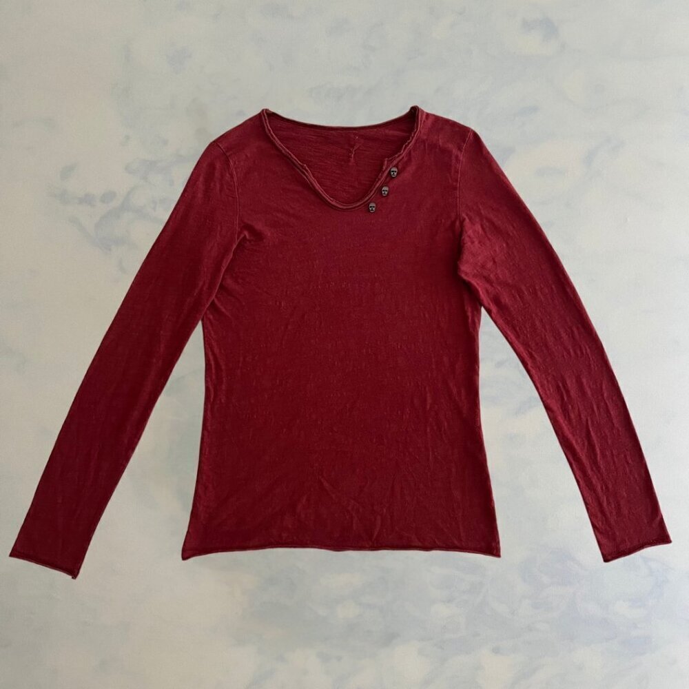 Red Y2K Rhinestone Cherry Long Sleeve Top